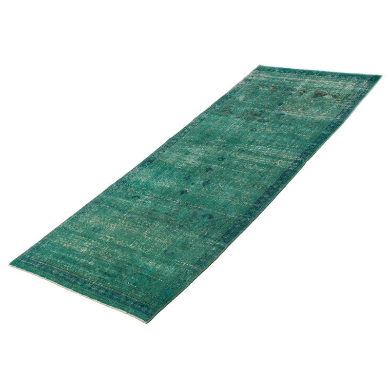 Tapis de couloir vert unique en laine 3 pi 5 po x 9 pi 5 po Jamul