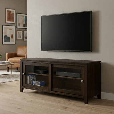Cosmopolitan 48"W Solid Wood Contemporary TV Stand for TVs up to 55" with Sliding Doors