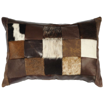 Wooded River Patchwork Leather Pillow (12"x18")