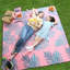 GCM87KJ Picnic Rug Large Mat For Camping, Park, Garden, Beach, Water Repellent, Machine Washable, Foldable, Fern And Pink