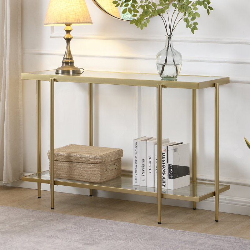 Console Table with Storage Shelves Narrow Hallway Entryway Sofa Table Modern