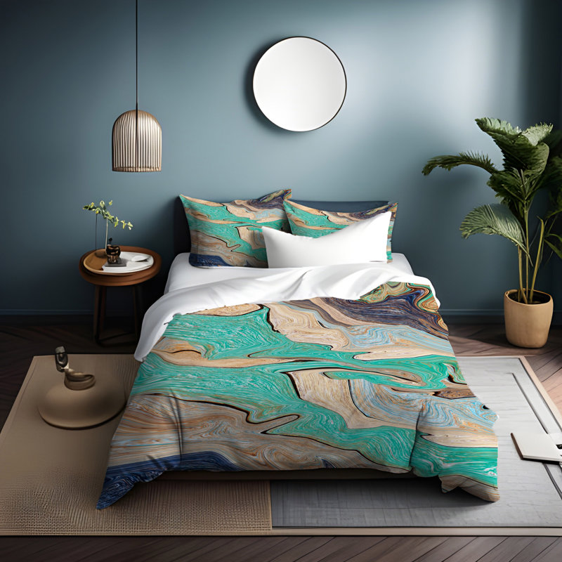 Polyester Abstract Duvet Cover, King Duvet Cover + 2 King Shams