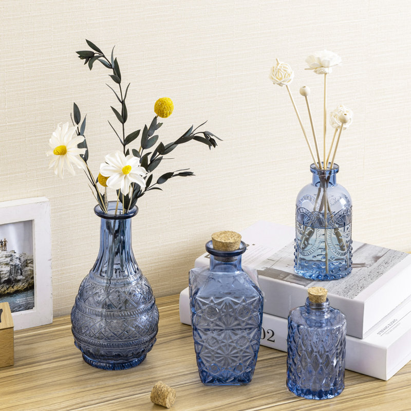 Glass Decorative Bottle, Blue