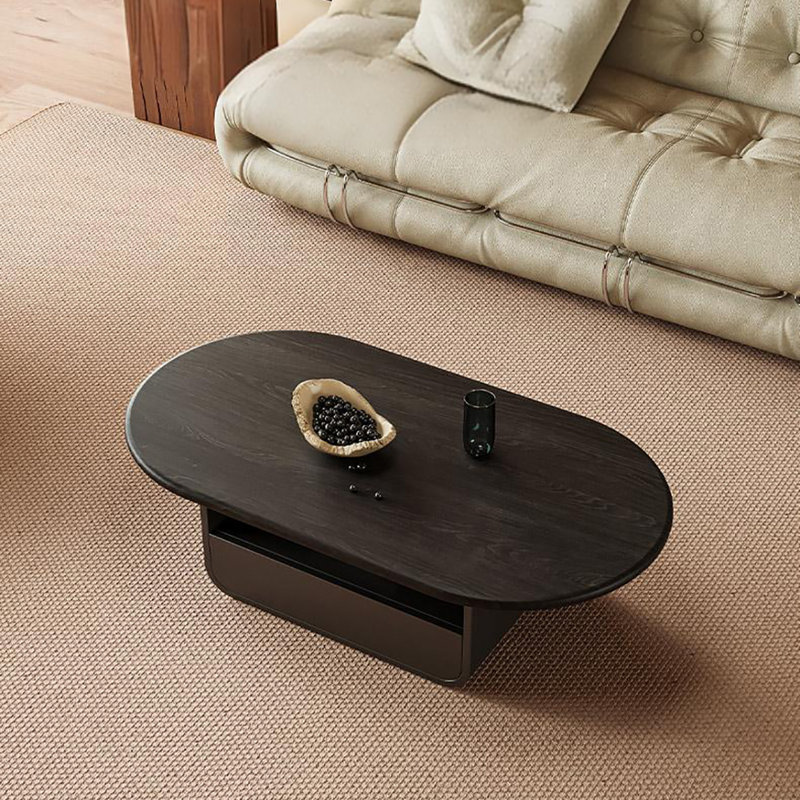 Table à thé Nordic Wabi-Sabi, Noir, noir, noir, noir, H 15,7 po x L 51,2 po x l 25,6 po, Noir, noir, noir, noir