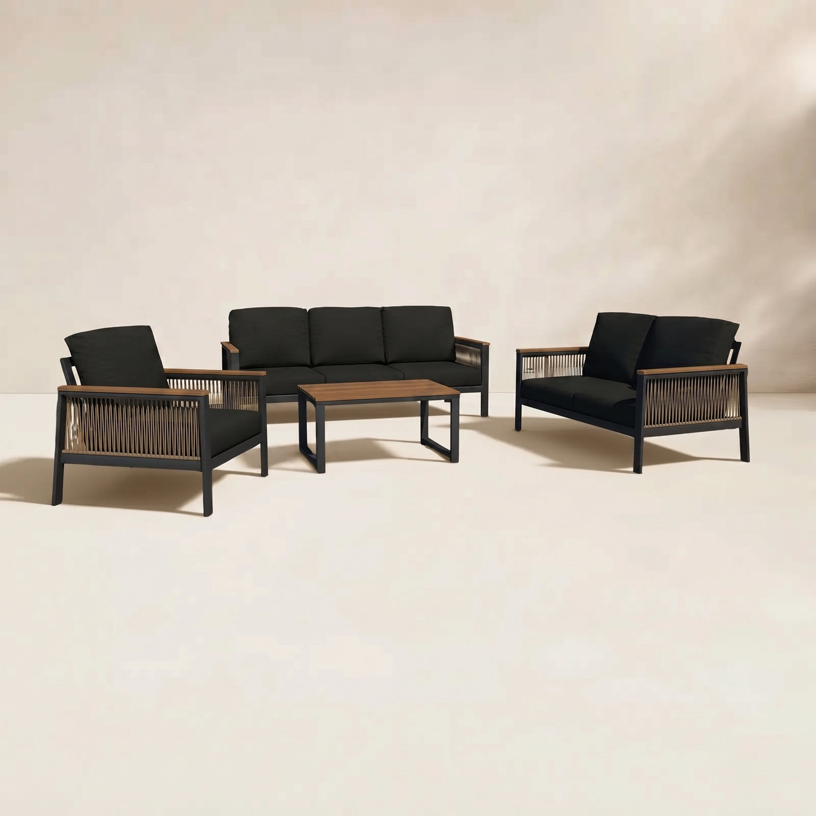 Townsend 6-Person Sunbrella® Patio Seating Group, Canvas Black