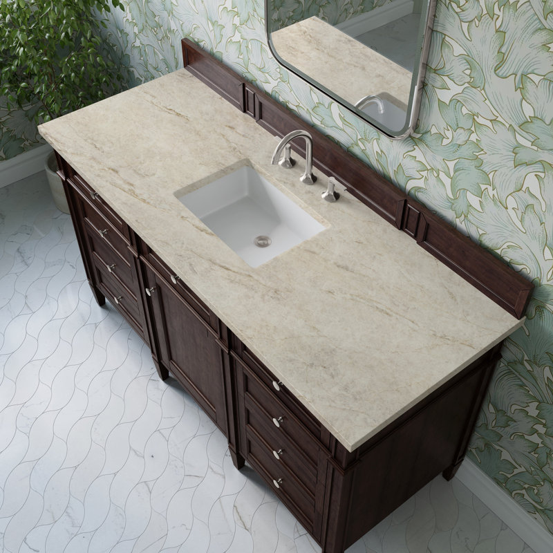 Meuble-lavabo simple 60 po Dussault, Acajou bruni, 8 po, Tajnar