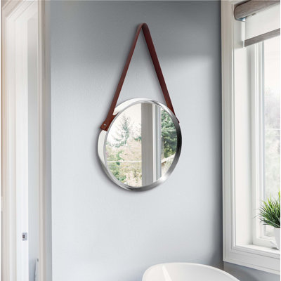 Modern/Contemporary Round Plastic Wall Mirror 18 Inches - Silver
