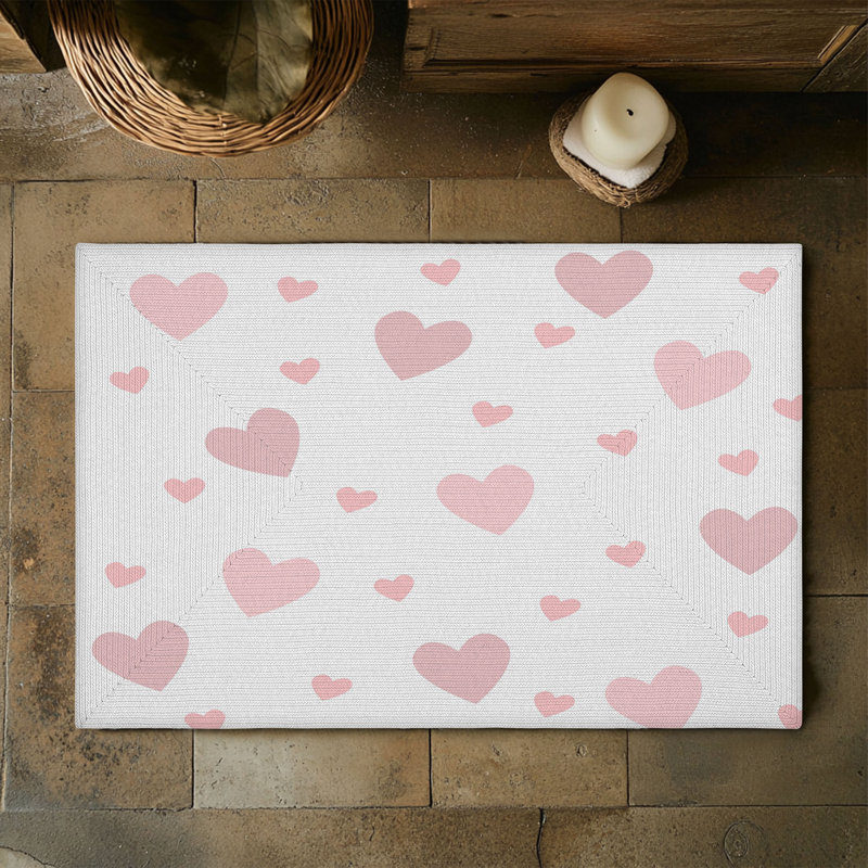 Tapis tressé à motifs de cœur tendre, Rectangulaire 3 pi x 5 pi