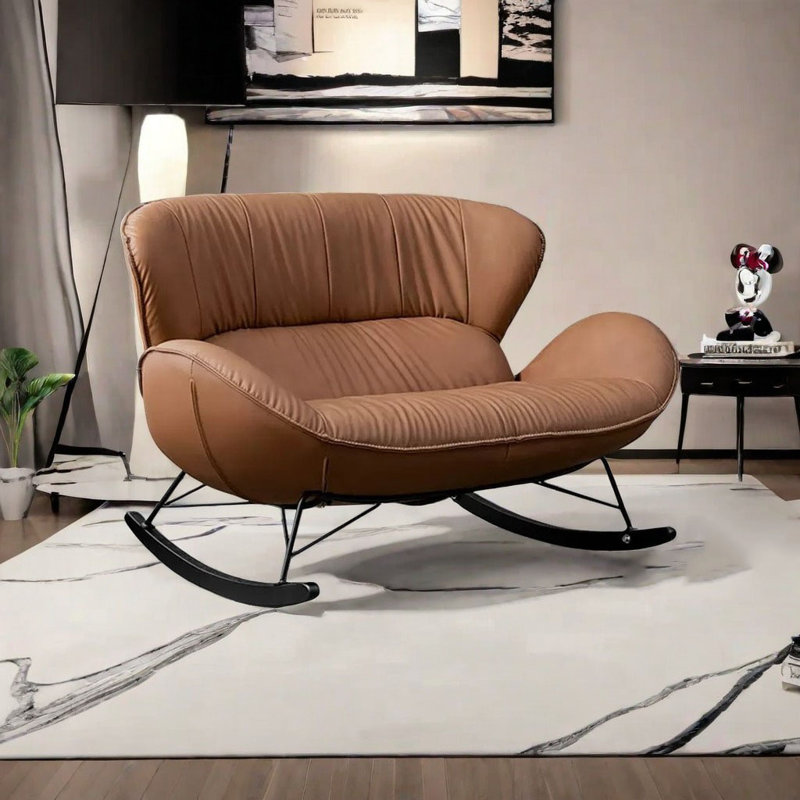 Chaise berçante nordique romantique, Brun