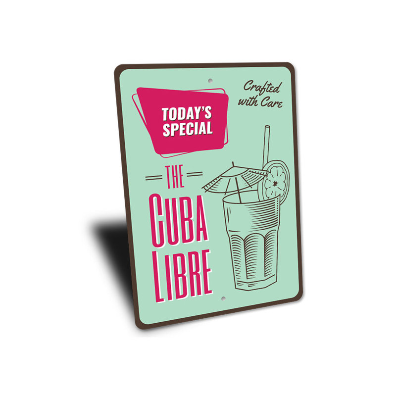 Plaque en aluminium spécialité boisson, H 18 po x l 12 po x P 0,06 po