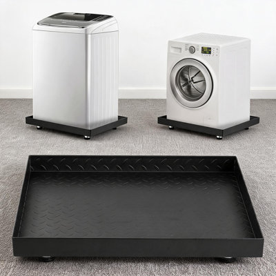 Moule à laver en acier au carbone robuste - 24 x 24 po, noir, sans trous de bonde, 4 pieds réglables en acier inoxydable, protection contre les fuites antirouille - facile à installer, taille: 24 x 24 po, noir