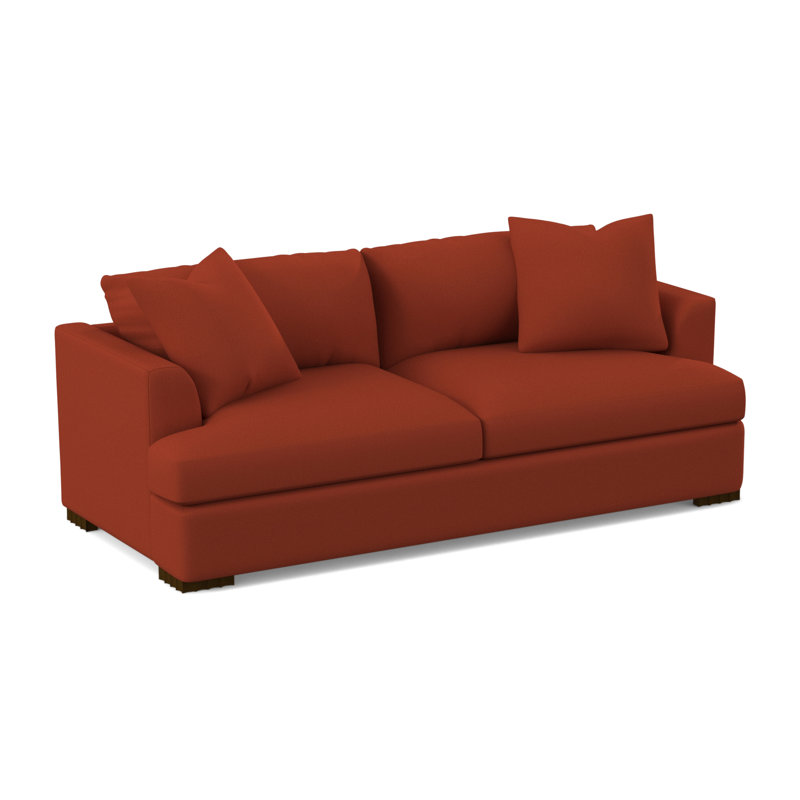 Lucia Boucle and Velvet Sofa, Margaret Tangelo Polyester Blend, American Walnut