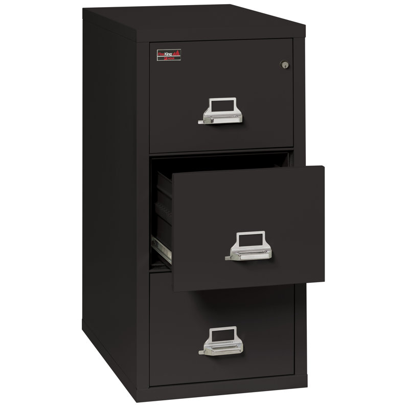 Fireproof 3 - Drawer File Cabinet, Black, Key Lock