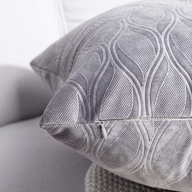 Housse de coussin carré en velours, Gris