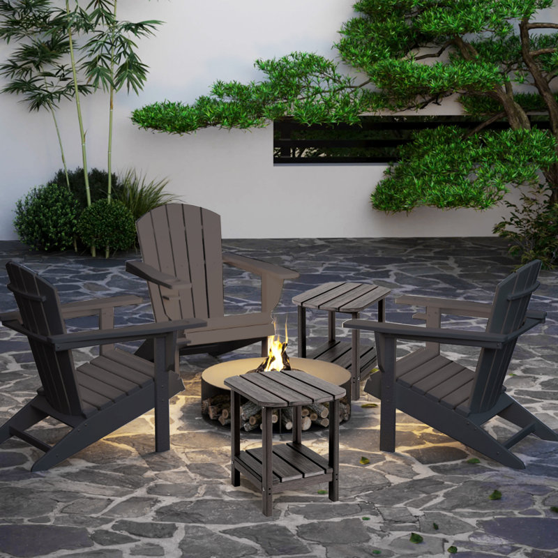 Oval Double Adirondack Side Table,Patio Table, Brown