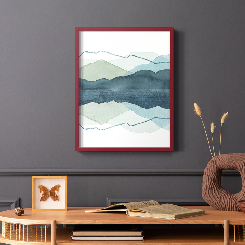 Reproduction encadrée de glaçons II - bois massif, Rouge, H 10 po x l 8 po