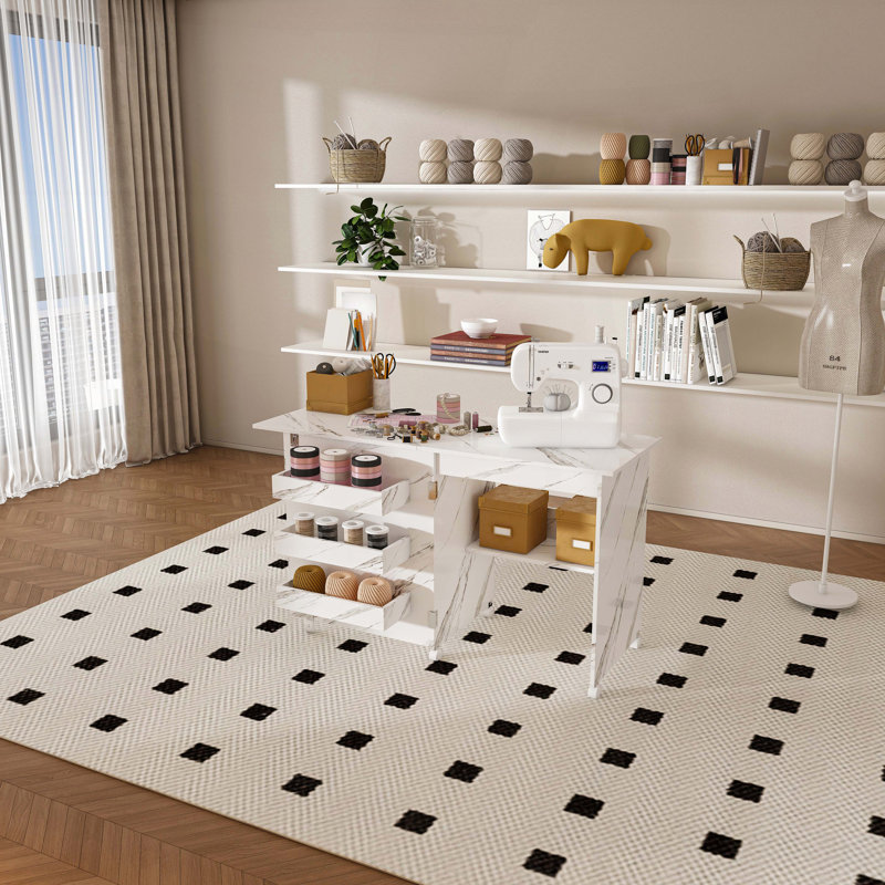 Table de couture pliante 4-en-1 avec roues verrouillables