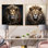 «Crowned Lion In Majesty Portrait I», ensemble d'art mural sur toile en forme de lion