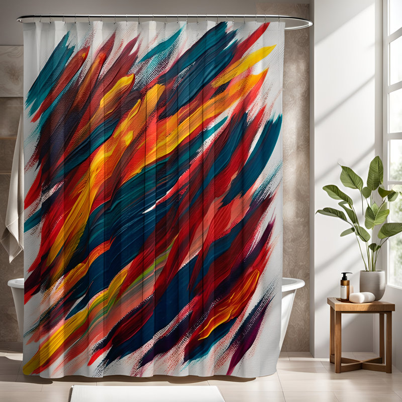 Shower Curtain w/ Bathmat, 70"W x 72"H