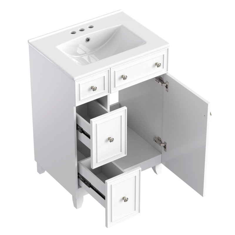 Meuble-lavabo moderne 24 po, Blanc