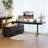 Electric Height Adjustable Standing Desk With Storage Drawers, Wood Veneer MDF Top And Metal Frame, Modern Home Office Sit-Stand Desk