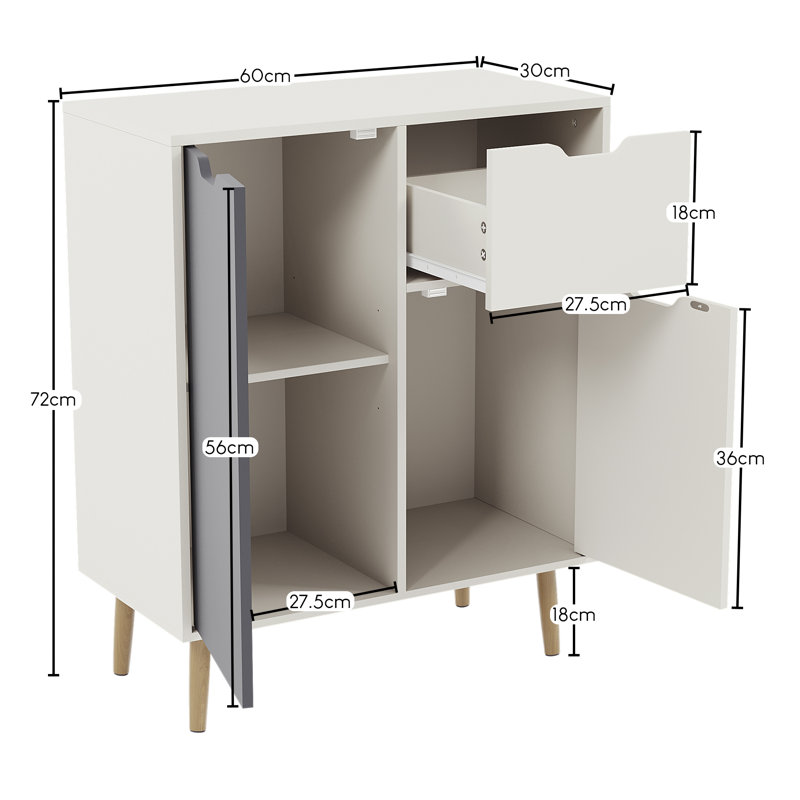 Neko Accent Cabinet, Grey/White