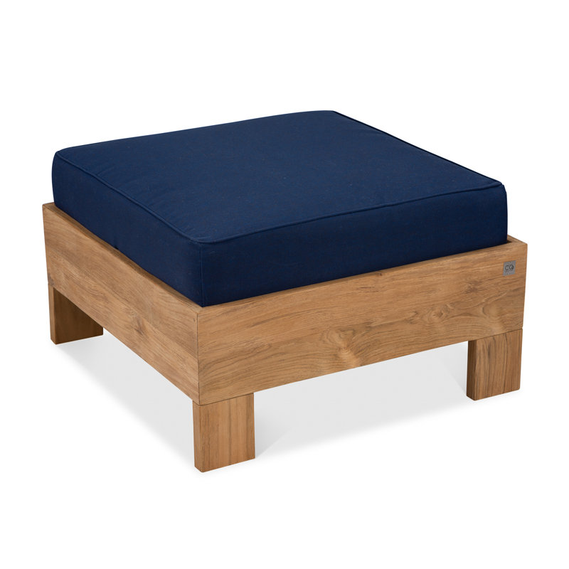 Repose-pieds d'extérieur en teck avec coussin Lowman, Encre