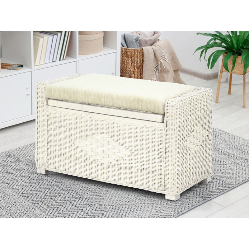 Adero 32" Wide Rectangle Storage Ottoman, White