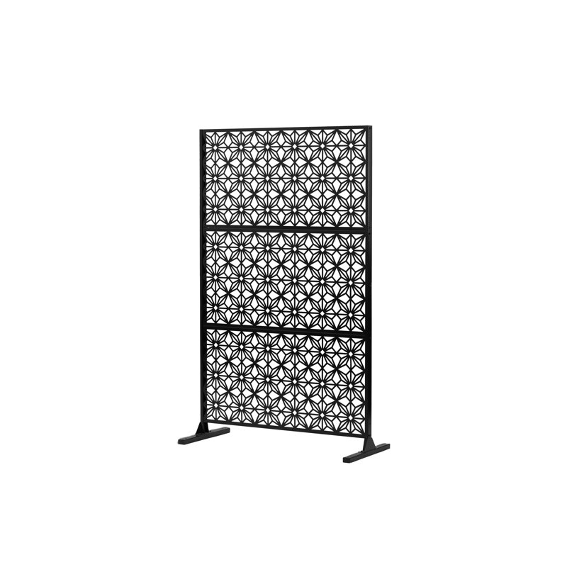 Outdoor Privacy Screen 3 - Panel Folding Room Divider Freestanding-, Black