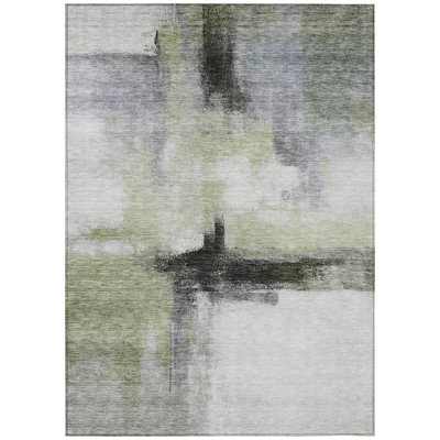 Tint Green Washable Indoor-Outdoor Rug - 