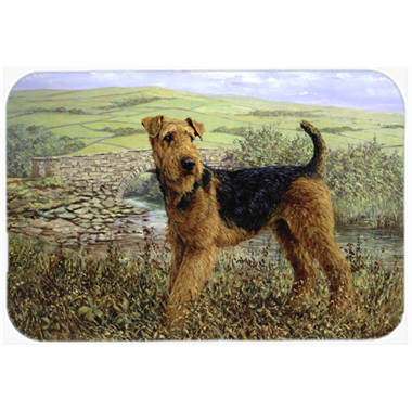 Caroline's Treasures Welsh Terrier Cozy Christmas Glass Cutting Board Large