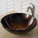 Glass Circular Vessel Bathroom Sink with Faucet
