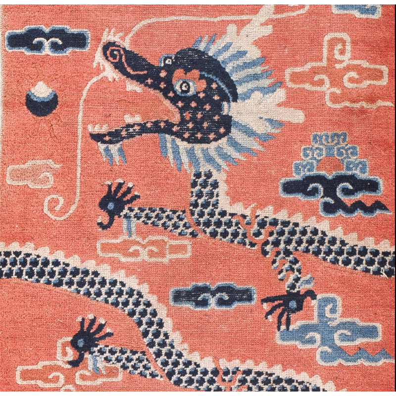 Hand Knotted Wool Floral Area Rug in Pink