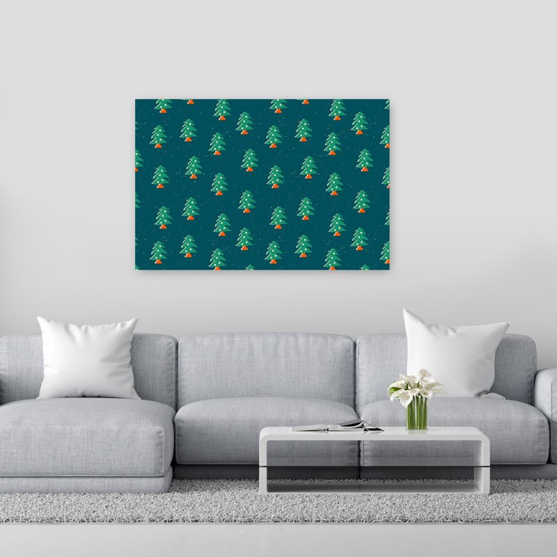 Christmaspatternno31 Abstract Contemporary Christmas Tree Evergreen Tree Pine Tree Forest Winter Wall Art Print 1 Piece Wrapped Canvas Wall Art
