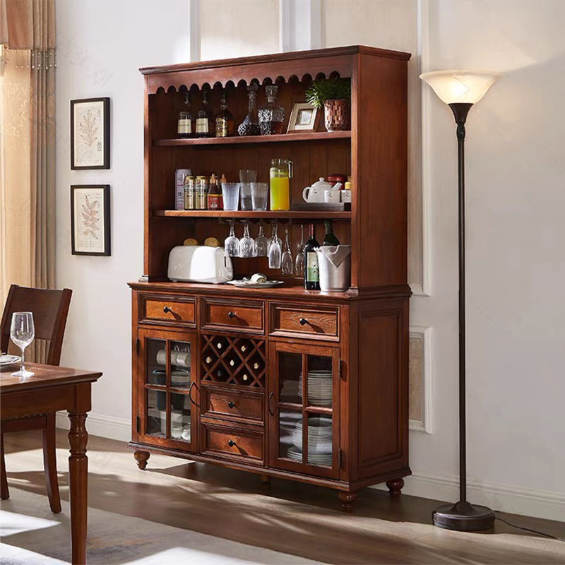 American-Style All-Solid Wood Integrated Wall-To-Wall Pantry, Home Dining Room Cupboard.