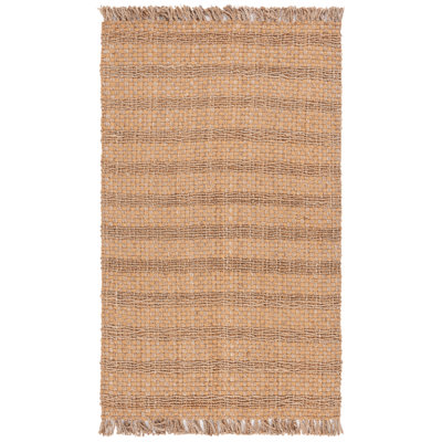 Robelmont Natural Fiber Hand Woven Jute/Coir Striped Rug in Brown/Beige