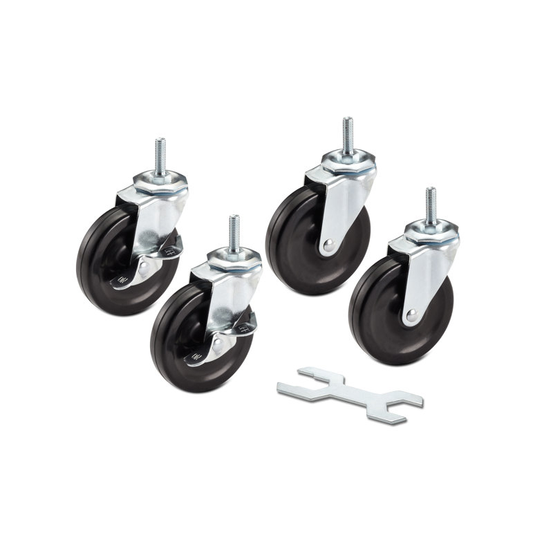 Trinity 4-Inch Black Caster Wheels Kit for Wire Shelving