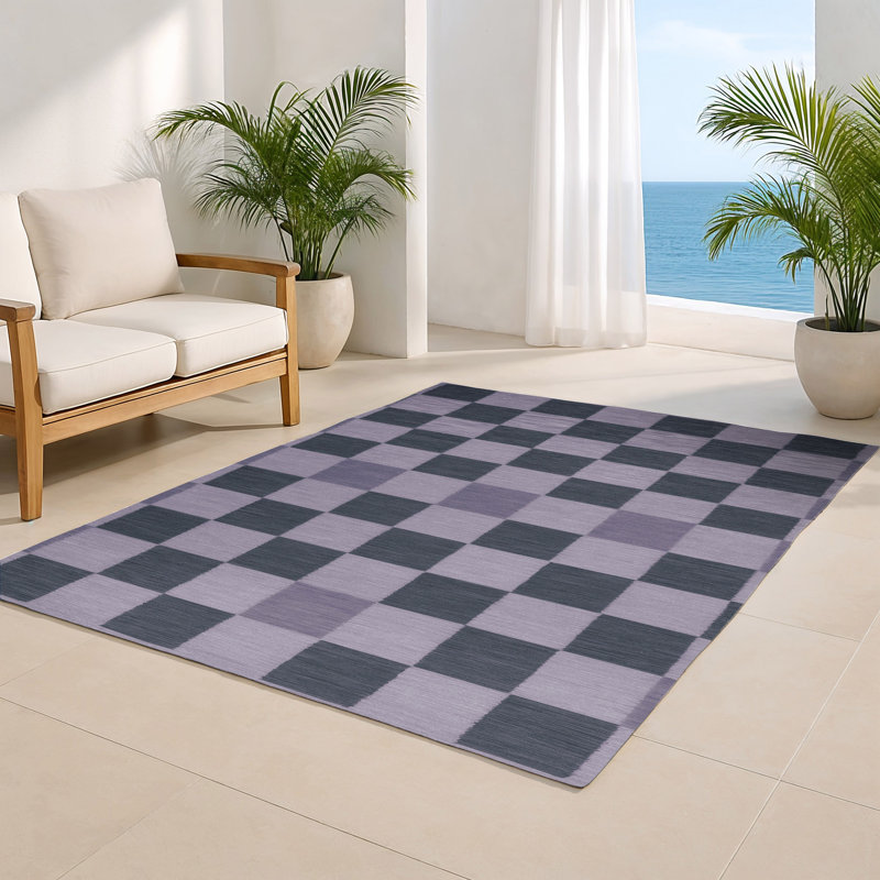 Tapis d'intérieur et d'extérieur à carreaux gris, Rectangulaire 2 pi x 3 pi