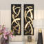 Décoration murale abstraite dimensionnelle en métal avec support en bois noir-2043270854