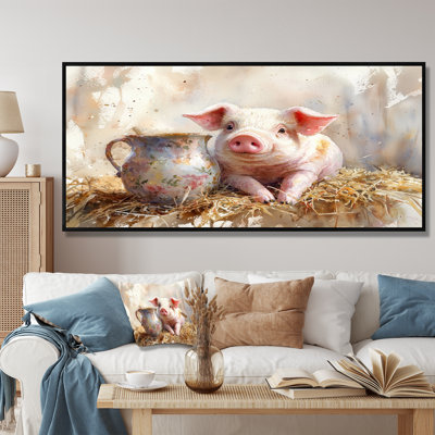 «Milk and Pig Portrait At The Farm I», reproduction sur toile encadrée