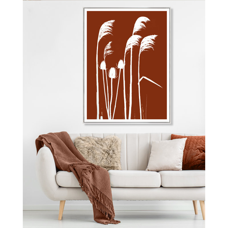 Pampass And Thistle Print, White Framed, 40" H x 29" W