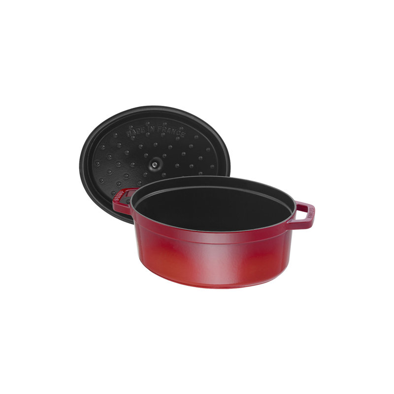 Staub Cast Iron Oval Cocotte, Cherry, 5.75 qt