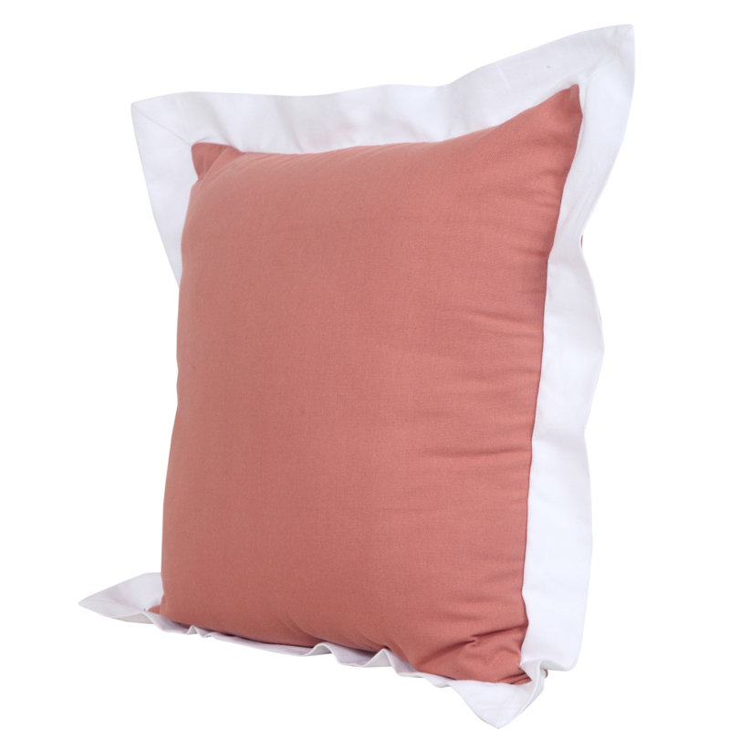 20" X 20" 100% Cotton Zippered Pillow, Orange/White