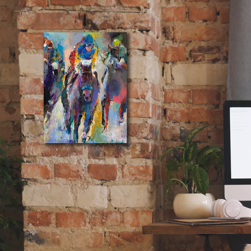 «Jockeys» par Richard Wallich, art mural sur toile, 12 po x 16 po
