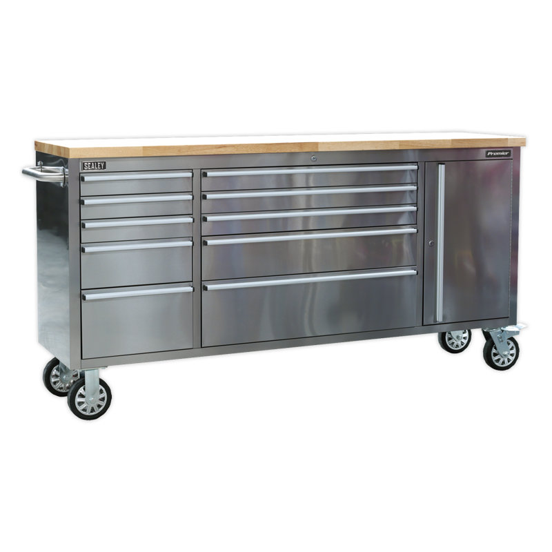 37.4" H x 78.35" W x 19.29" D and Cupboard Stainless Steel Mobile Tool Cabinet