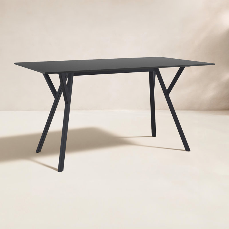 Pontus Rectangular Outdoor Dining Table ,, Black, 31.5'' W x 55'' L x 29.5'' H