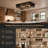 6-Light Matte Black Square Flush Mount Ceiling Light