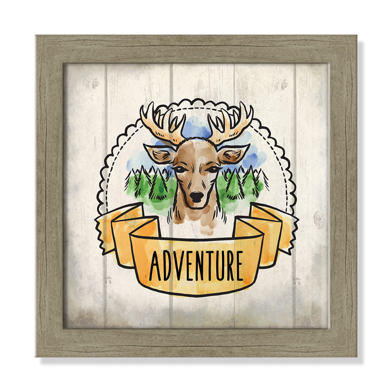 Adventure is out There 1, art encadré, H 12 po x l 12 po x P 0,6 po, Encadré plat de bois de grange gris