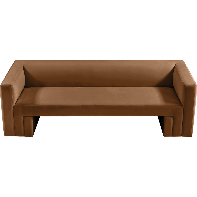 89.5" Velvet Square Arm Sofa, Saddle Velvet