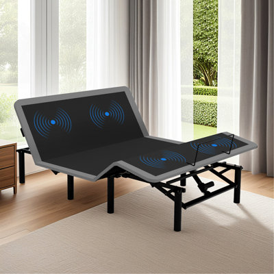 Adjustable Electric Bed Frame Of Queen Size, Five Massage Modes To Relax, Independent Head & Foot Massage, Under Night , Type-A And Type-C Charging, 4 Height-Adjustable Legs Size With Function,